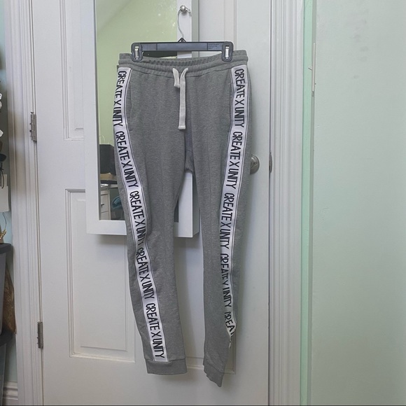 Tommy Hilfiger Create x Unity Grey White Black Drawstring Sweatpants Joggers - Picture 1 of 4